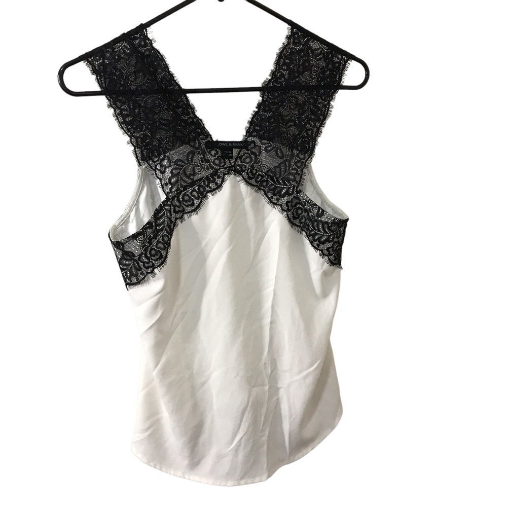 3/$15 Harlowe and Graham white and black lace cami top small